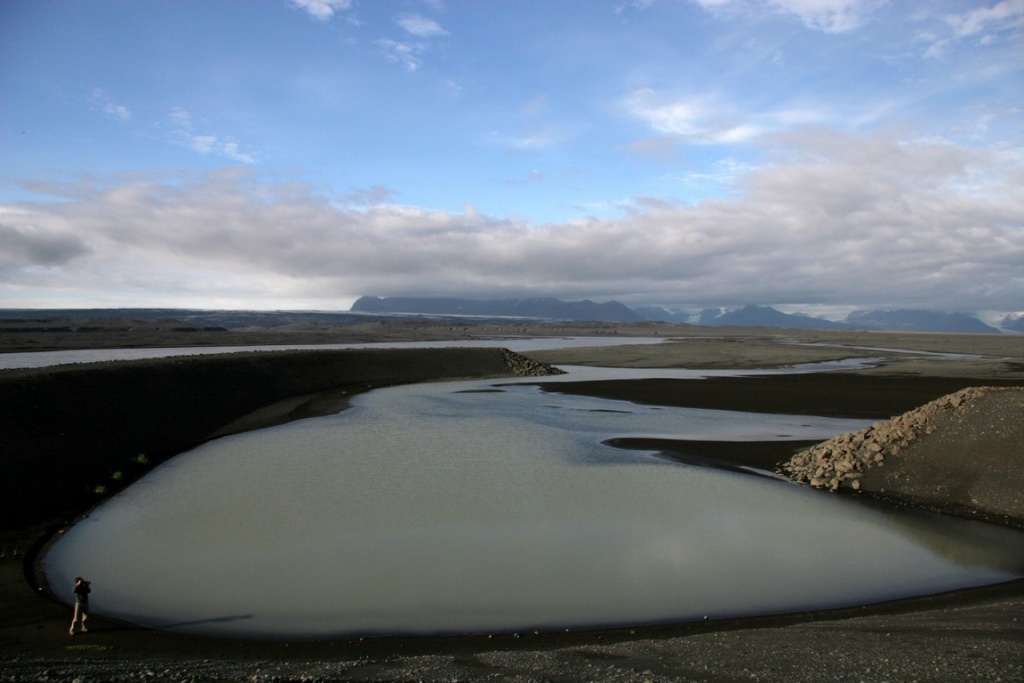 Une lagune dans le sud de l?Islande au bord de la Route n° 1.