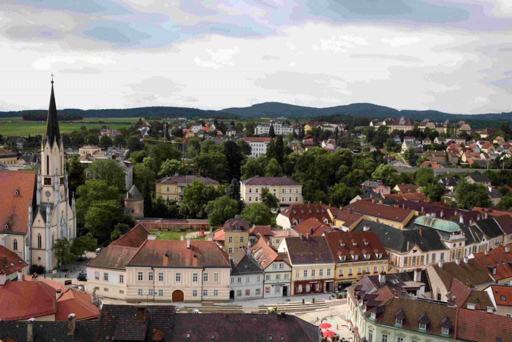 View of the old town of Melk.