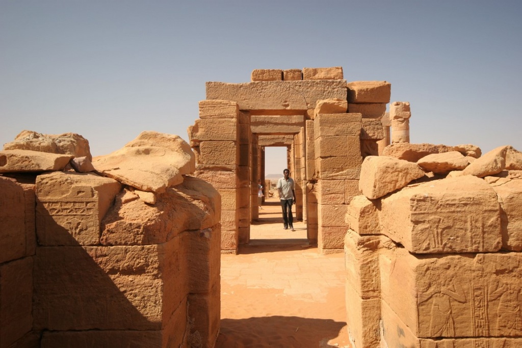 The Temple of Amun is the most important monument in the ancient city of Naga. The 8-column hypostyle hall has been excavated from the sand and restored by anastylosis by a team of German archaeologists.