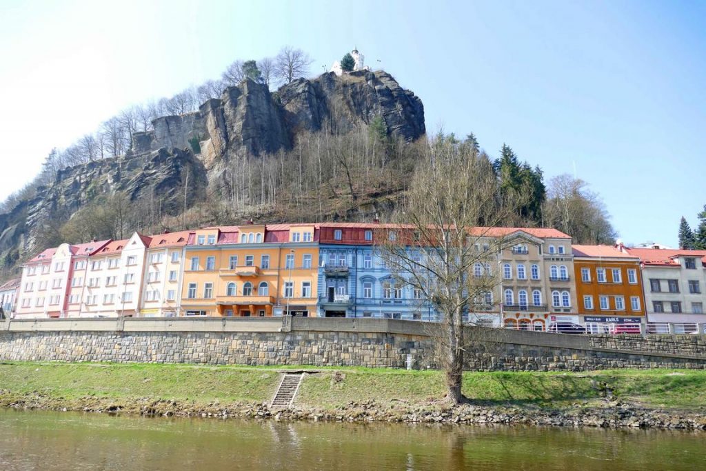 View of the village of Decin from the river.