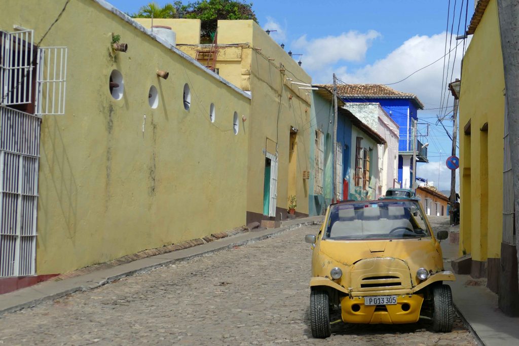 Reconstructed car in a street in Trinidad.