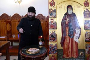 Bulgaria. Monastery of Basarbovo. To the right of the Pope, an icon and a reliquary containing a fragment of the relics of Saint Dimitri Bassarbovski.