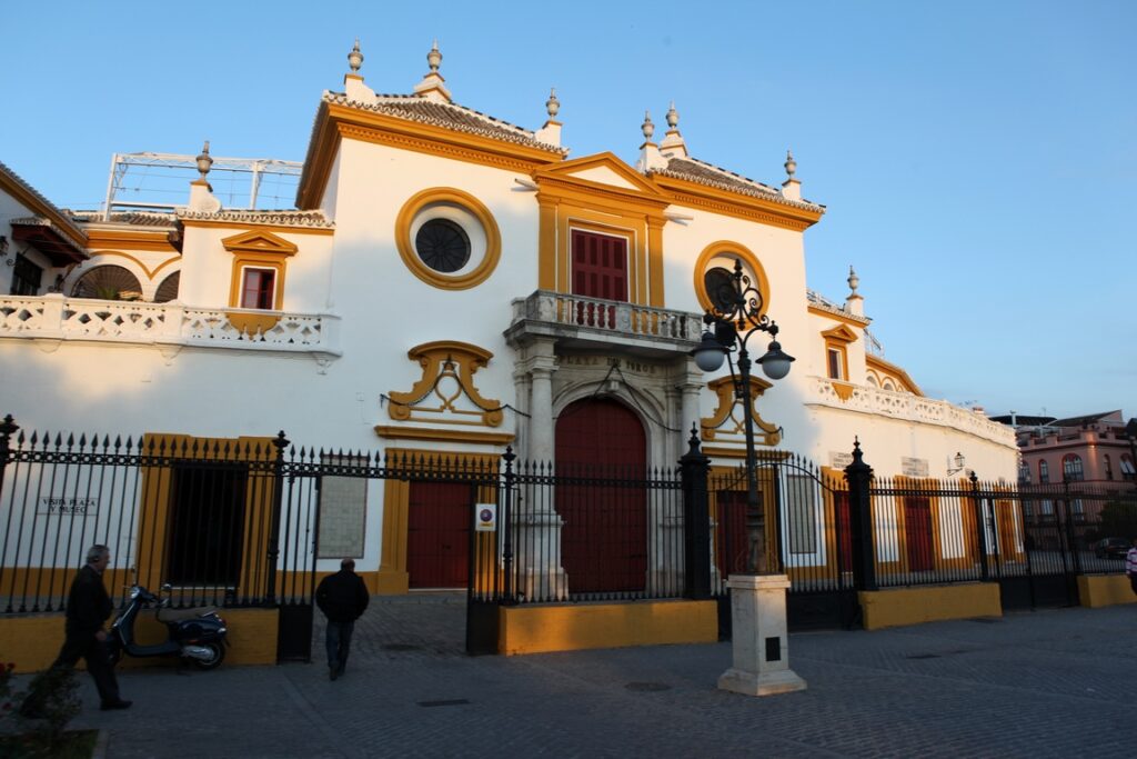 The entrance to the Royal Maestranza de Caballería bullring in Seville is, along with the Madrid bullring, the most important in Spain.