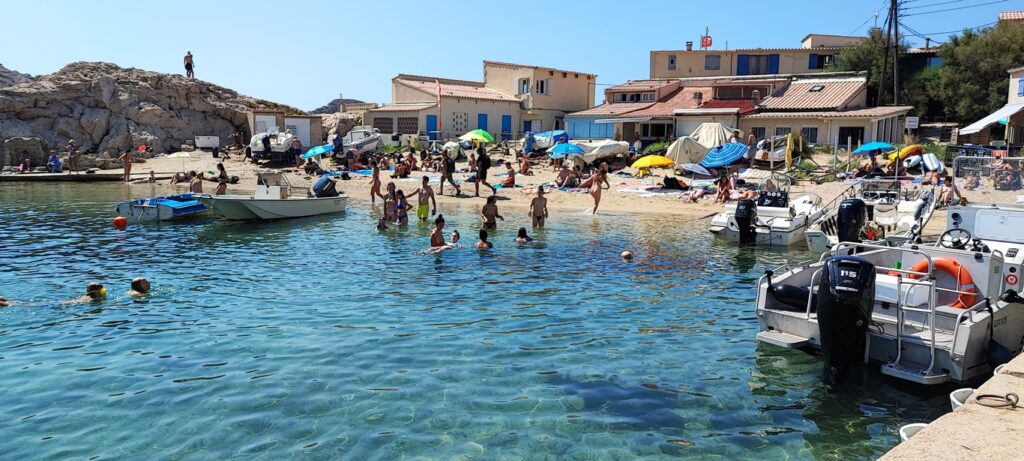 Marseille. Les Goudes. View of La Baie des Singes beach.