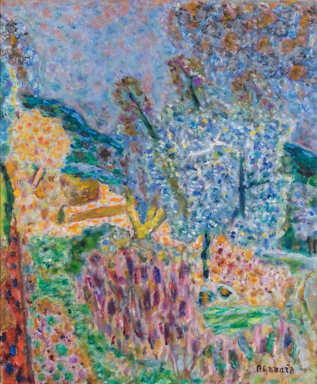 Pierre Bonnard. Le-jardin au Cannet, 1945. Huile sur toile. Musée de l'Abbaye. Donation-Guy-Bardone-–-René Genis-Saint-Claude.