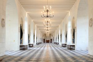 Galerie du Château de Chenonceau. Lors du conflit mondial de 14-18, la galerie du château est transformée en hôpital militaire pendant les 4 années de guerre. © Dominique Couineau.