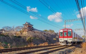 Japan. Koriyama Castle in Yamato-Koriyama, south-west of the city of Nara in Japan. Enhanced by the blossoming of 800 cherry trees. Shutterstock.