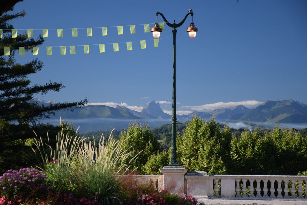 France. The town of Pau is a balcony overlooking an exceptional 150 km of Pyrenean mountain range.