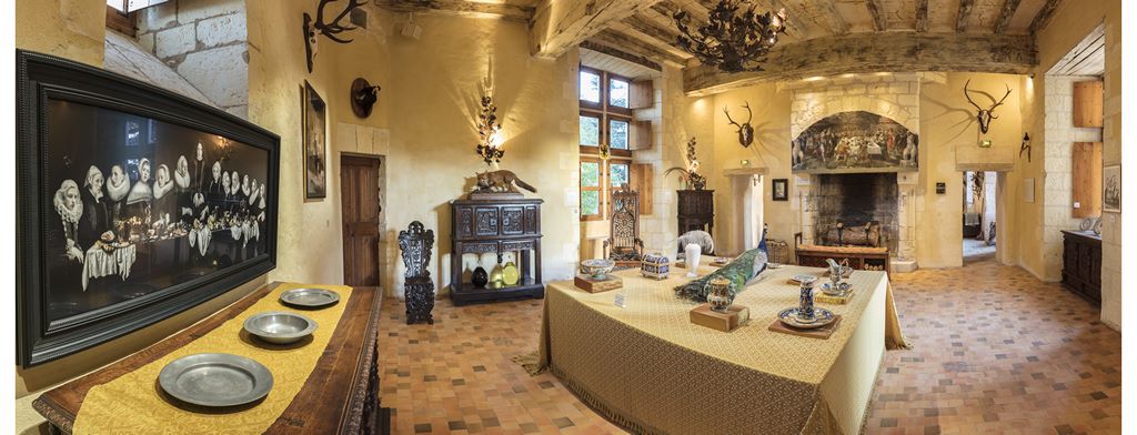 France. Château du Rivau. The theme of the meal is explored in this room dedicated to conviviality. Château du Rivau.