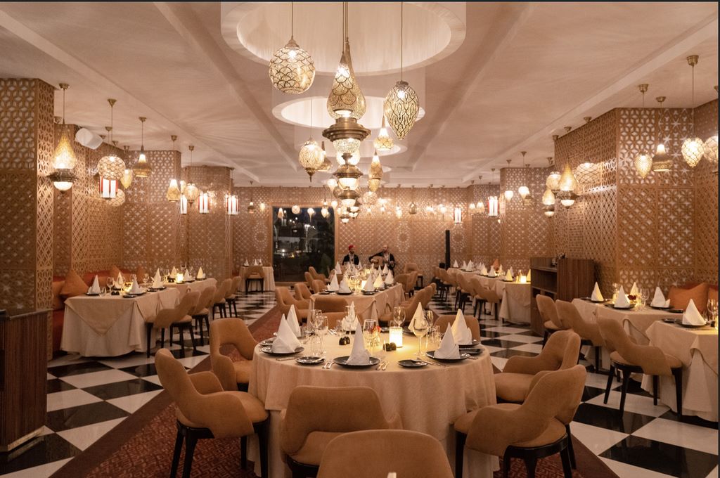 Morocco. Mima Kitchen restaurant at The View Agadir hotel. Cosy, intimate atmosphere.