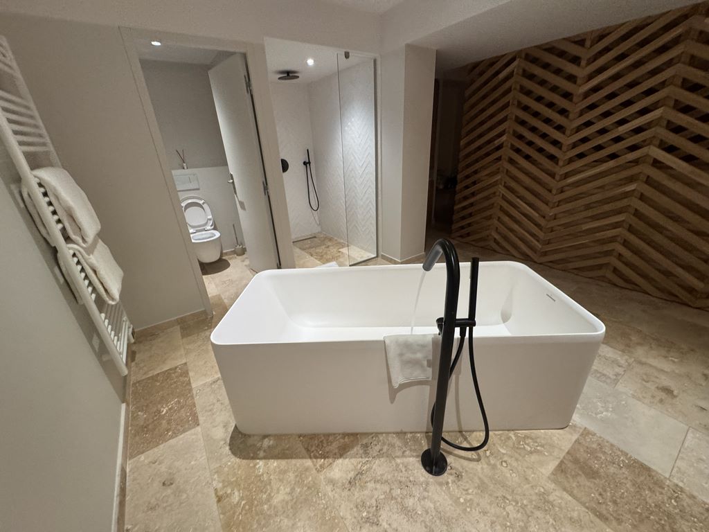 France. One of the bathrooms at Château L'Hospitalet.