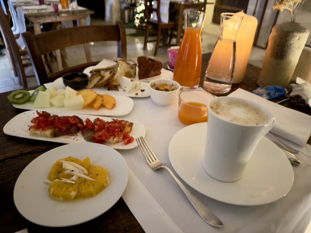 Italy. Matera. Boutique hotel Corte San Pietro. The breakfast is often described as exceptional, featuring local produce. 