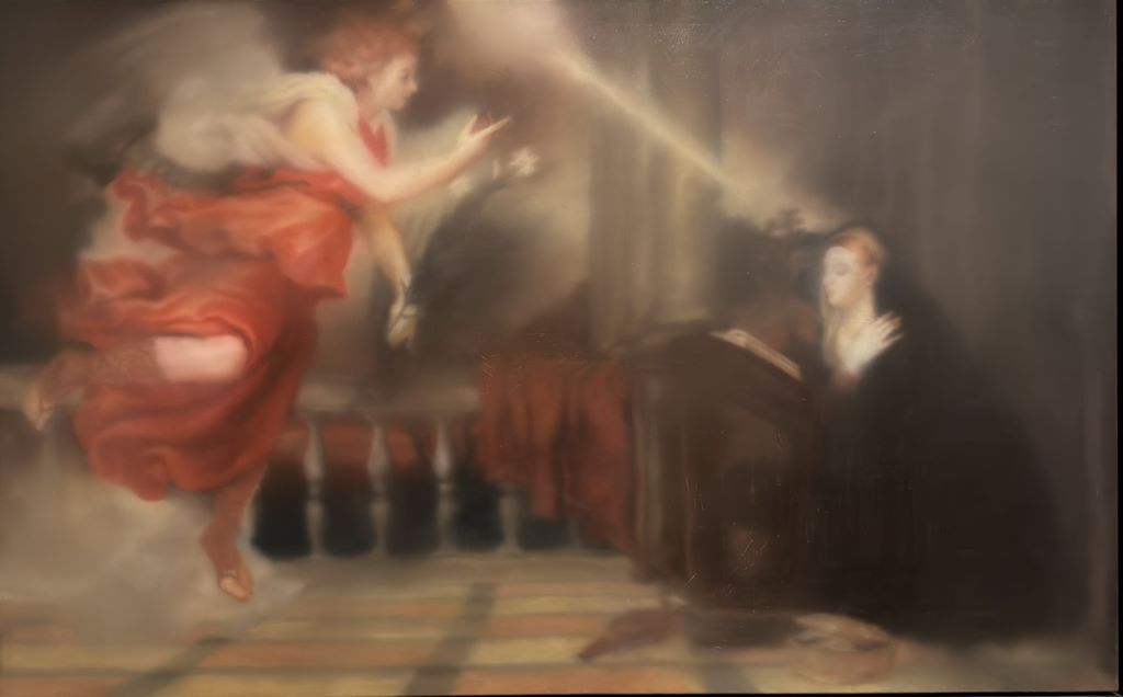 Paris. Fondation Vuitton. Gerhard Richter, Verkündigung nach Tizian, 1973 Huile sur toile, 125 x 200 cm Hirshhorn Museum and Sculpture Garden, Smithsonian Institution, Washington, DC, Joseph H. Hirshhorn Purchase Fund, 1994 © Gerhard Richter 2025.