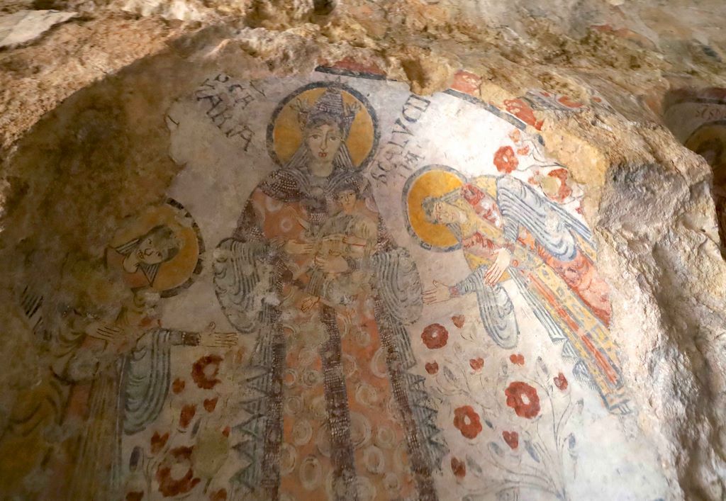 Italy. Basilicata. One of the frescoes in the Crypt of Original Sin, dated between the 8th and 9th centuries.