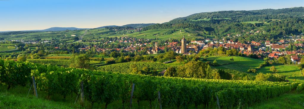 France. Vue sur la ville d'Arbois depuis les vignes. © Stéphane Godin.