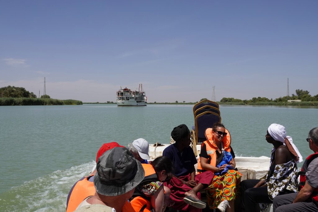 Senegal. Passengers from the Bou el Mogdad depart by tender to visit the villages.