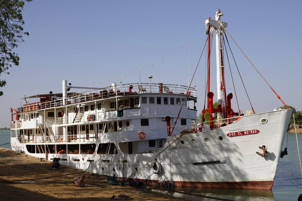 Senegal. The Bou el Mogdad is moored in Podor.