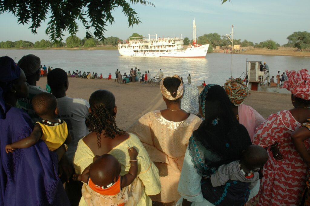 Senegal. The Bou el Mogdad remains a weekly attraction for the inhabitants of the villages lining the river.